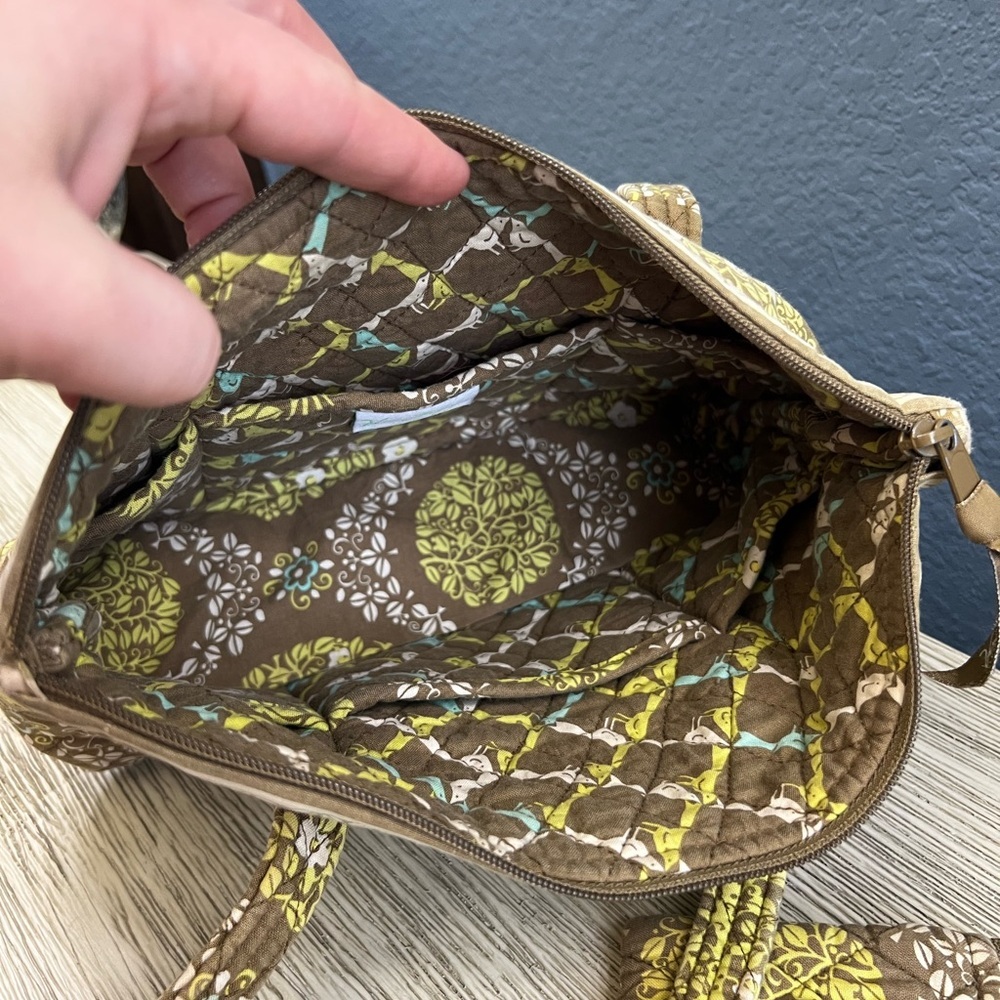 Vera Bradley Quilted Tote in Brown and Yellow Floral with Coin Purse - Picture 10 of 12